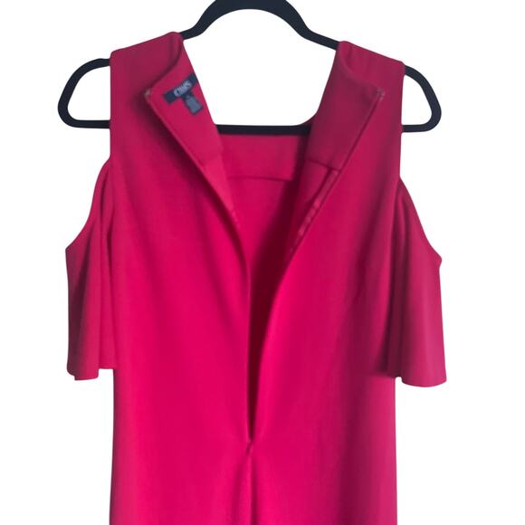 Chaps Bright Pink Fuchsia Women's Dress Work Party Cold Shoulder Size 14 - Picture 5 of 6